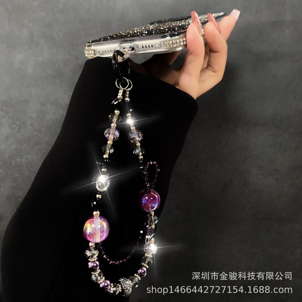 Odolný řetízek na telefon Vysoce kvalitní korálkový vintage popruh na telefon Kreativní laserový přívěsek na klíče do auta Závěsný řetízek pro ženy