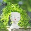 Face Planter Pot with Drainage Hole Resin Kissing Women Head Figurine Flowerpot Indoor Outdoor Plants Container Home Balcony Garden Decoration