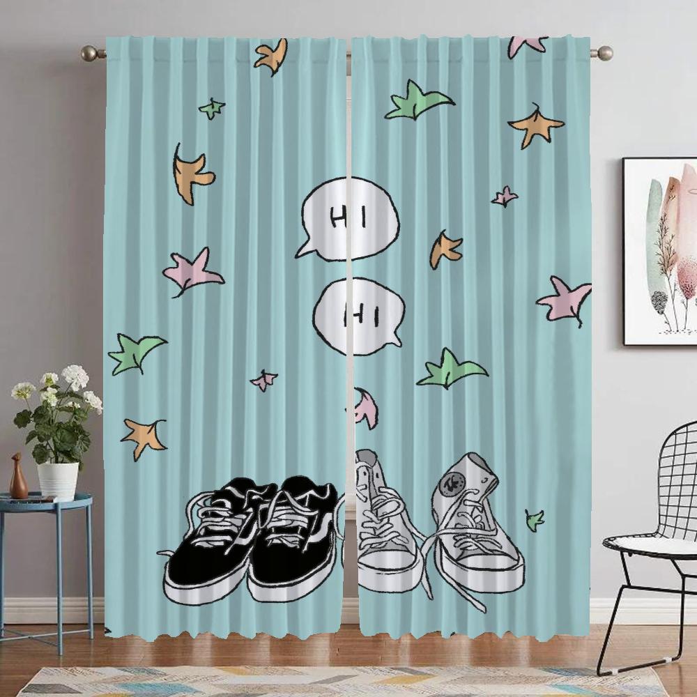 Heartstopper Kitchen Curtains for Living Room Curtain Shades Partition Tulle for Bedroom Halloween Decoration Curtains 2 Pieces