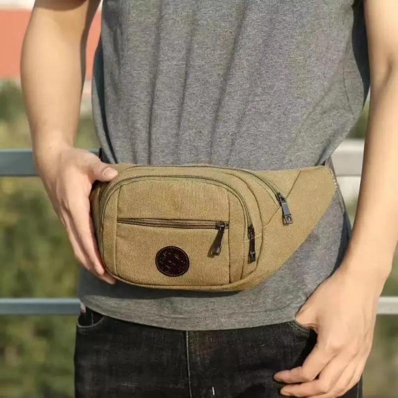 Men's Crossbody Bags Fashion Canvas Wallet Multifunctional Chest Shoulder Bag Large Capacity Waist Bag Outdoor Travel Mobile Phone Bag Crossbody Bag