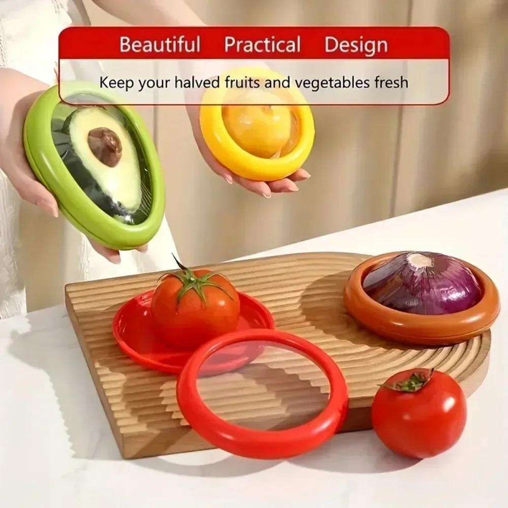 1/4Pcs Onion Storage Avocado Saver Holder Reusable Storage Containers Avocado keeper Tomato Saver and Lemon holder for Fridge