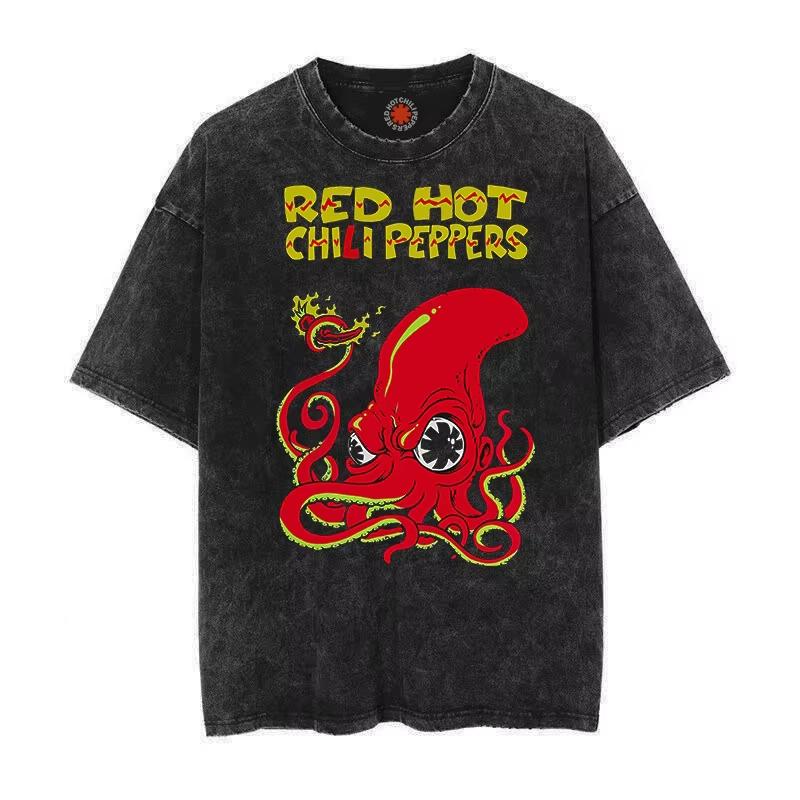 

Trend Washed Vintage Cotton Tshirt RED T-shirt Men Women Hip Hop T Shirt Oversized Streetwear Short Sleeve Tee 3XL