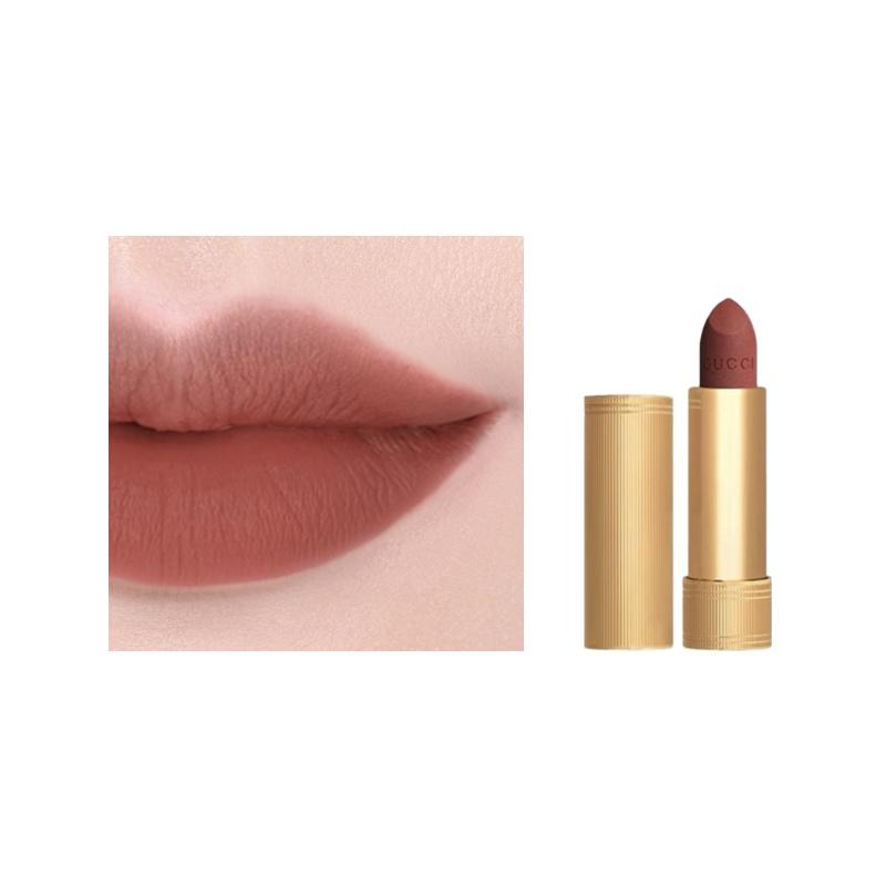 Gucci lipstick Gold velvet small gold tube lipstick, velvet matte lipstick, matte, long-lasting, smooth color #217 Valeria Rose No Gift Box Gift Bag