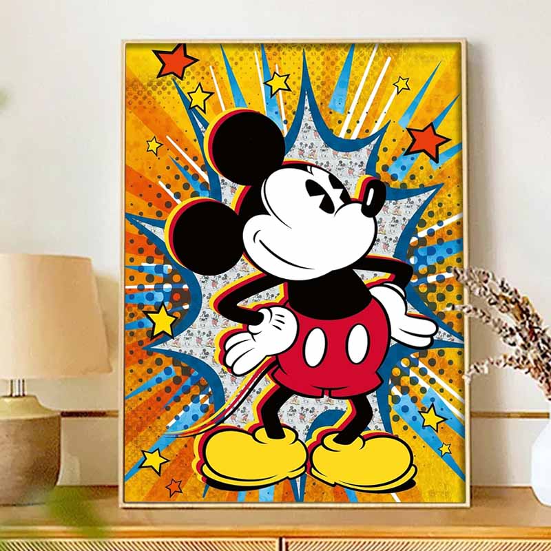 Disney DIY Diamond Painting 5d Mickey Mouse Retro Pop Art Cross Stitch Diamond Living Room Bedroom Decoration Painting