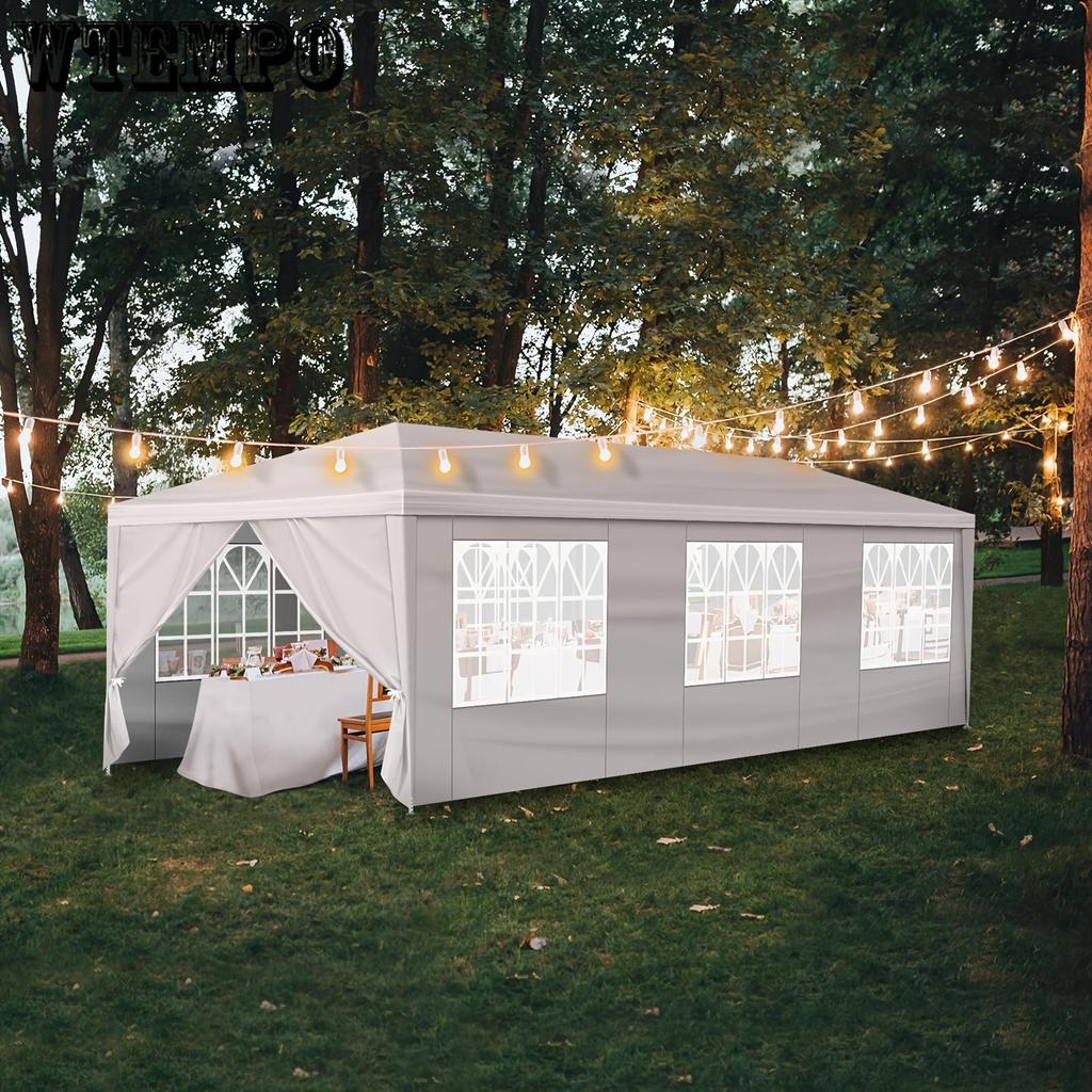 10'x30' Geräumiges Outdoor-Partyzelt - Wasserdichtes Vordach, 8 Abnehmbare Seitenwände, Perfekt für Terrasse, Hochzeit, Pavillon, Gartenveranstaltungen und Versammlungen