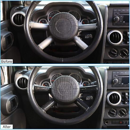 JeCar Carbon Fiber Interior Trim Accessories for 2007-2010 Jeep Wrangler JK JKU 2 Door & 4 Door