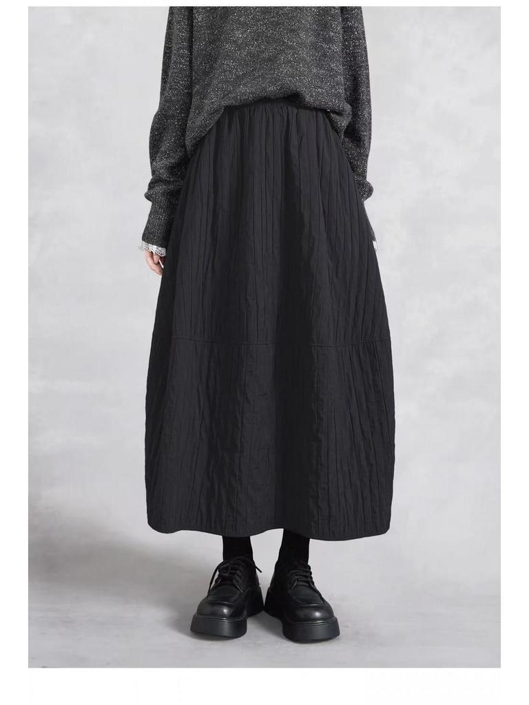 Damen Herbst 2026 Neuer High-Waist A-Linien Laternenrock - Vielseitig, Warm, Schlankmachend, Mittellang.