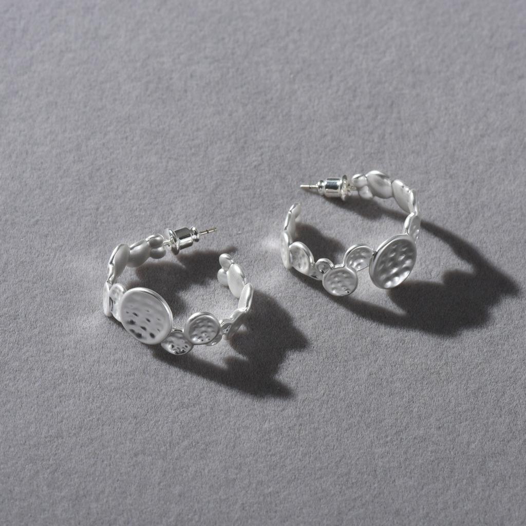 Geometric Popular Personality Irregular Disc Wind Ring Simple Light Luxury Bracelet Premium S925 Silver Needle Earrings