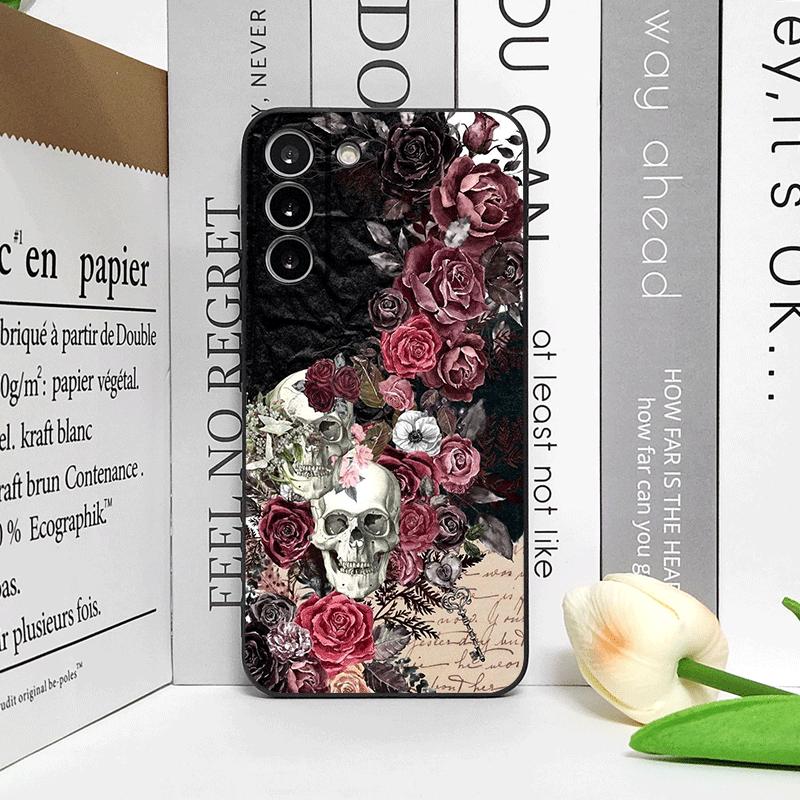 Retro Gothic Night Flower Skull Head Printed Phone Case for OnePlus 12 13R 11 10 9 8 Pro Nord 4 CE2 ACE2 ACE3 Floral Soft Cover