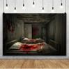 Halloween Pozadí Fotografie Krvavá Zombie Sestřička Pacient Halloween Strašidelný Dům Párty Foto Koutek Strašidelná Nemocnice Pozadí