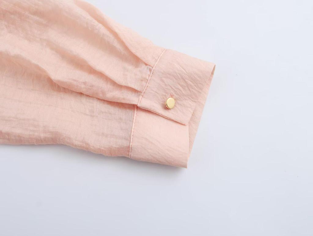 2025 Spring Women's European & American Double-Breasted Long Sleeve Lapel Shirt