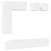 8 piece TV cabinet set white particleboard