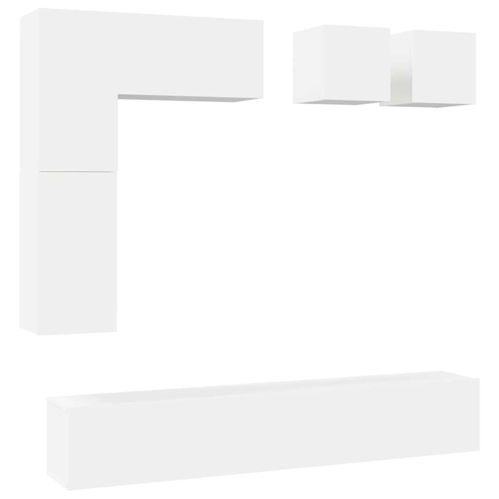 8 piece TV cabinet set white particleboard