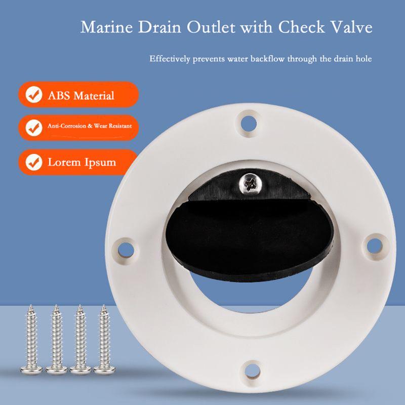 Marine One-Way Drain Valve with Check, Yacht Bilge Drain Outlet, Speedboat Marine Fitting