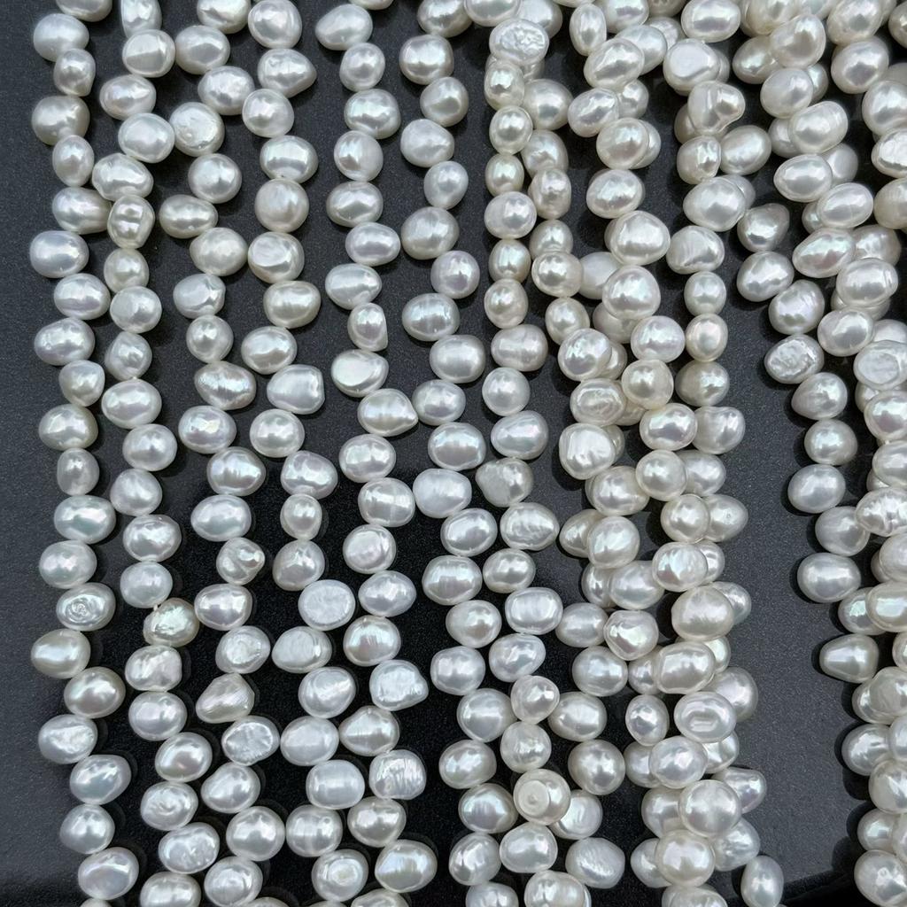 1String, White Purple Pink Natural Freshwater Pearls, Handmade Top Sided Drilled Hole Pearl Beads for Jewelry Making DIY (Beads 5-6mm, Length 36cm)