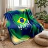 Brazil Football Printed Flannel Blanket Skin Friendly Warm Decorative Throw for Indoor Couch Bed Daily Use