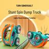 Electric Stunt Dump Truck with Music, Lights & 360° Rotation - Transparent Gear Toy for Kids