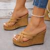 Fashion Casual Suede Cross Strap Slip On Sandals Women 2025 Summer Chunky Platform Wedge Heel Slides Classic Super High Heel Slippers