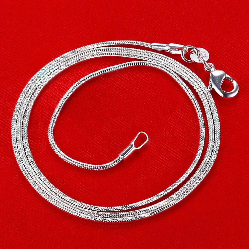 Hot 925 Sterling Silver 1mm Snake Necklace Chain 16-30inch High Quality For Woman Men Fashion Wedding Engagement Jewelry