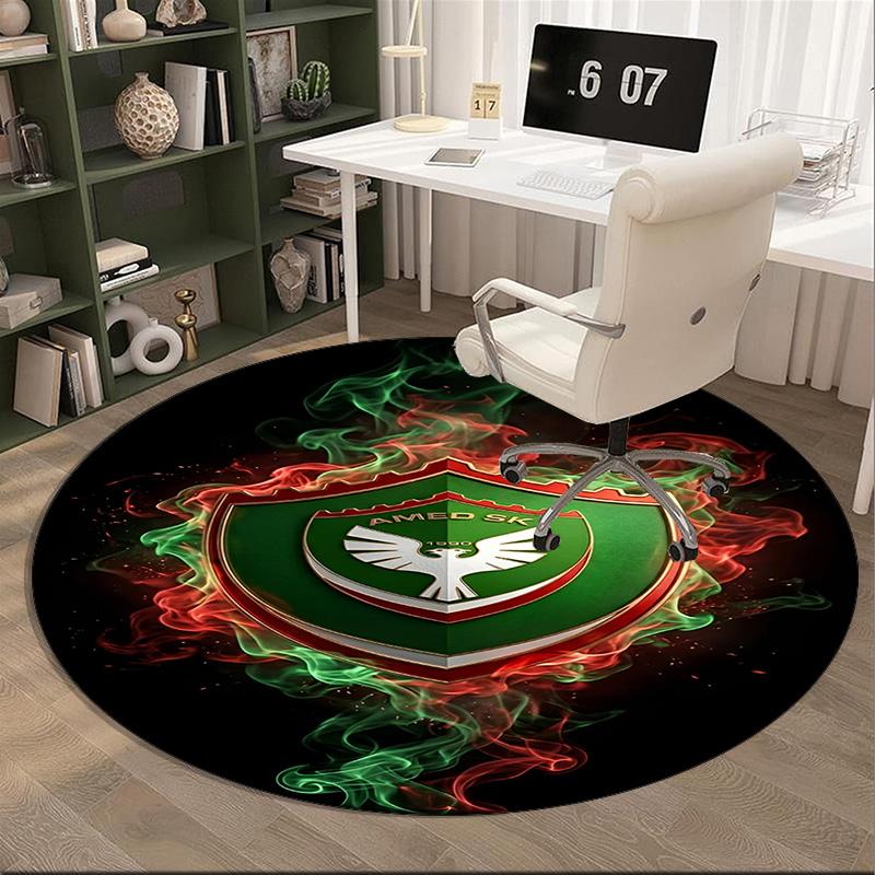 Amed Sk Crest Design Round Rug for Livingroom,Bedroom, Palyroom, Chair Rug, Area rug, Circle Carpet, Fan Christmas gift