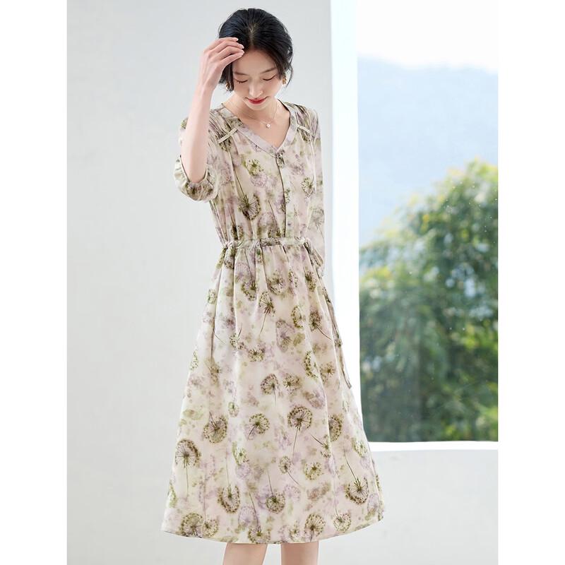 ORIGIN Women s Printed V-Neck A-Line Midi Dress M