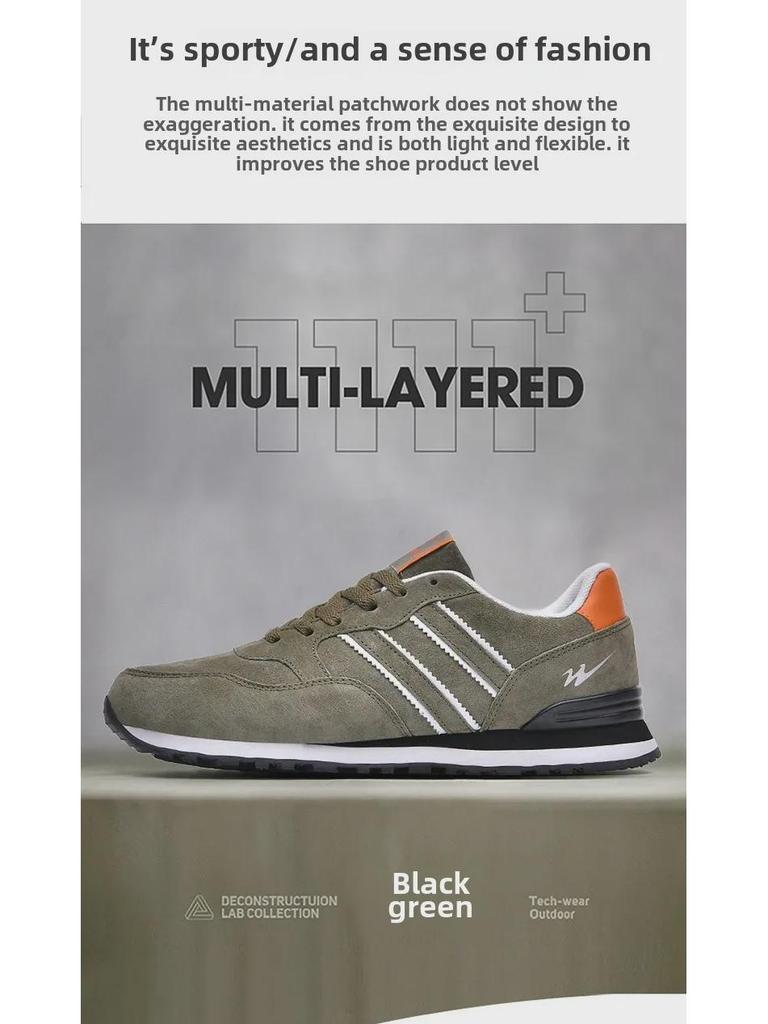 Double Star Men's Genuine Leather Non-Slip Running Shoes with Shock Absorption and Soft Sole