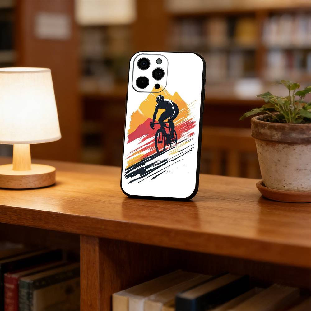 cycling Phone Case For iPhone 17, 16,15,14,13,12,11 Plus,Pro Max, Others Soft Black Cover