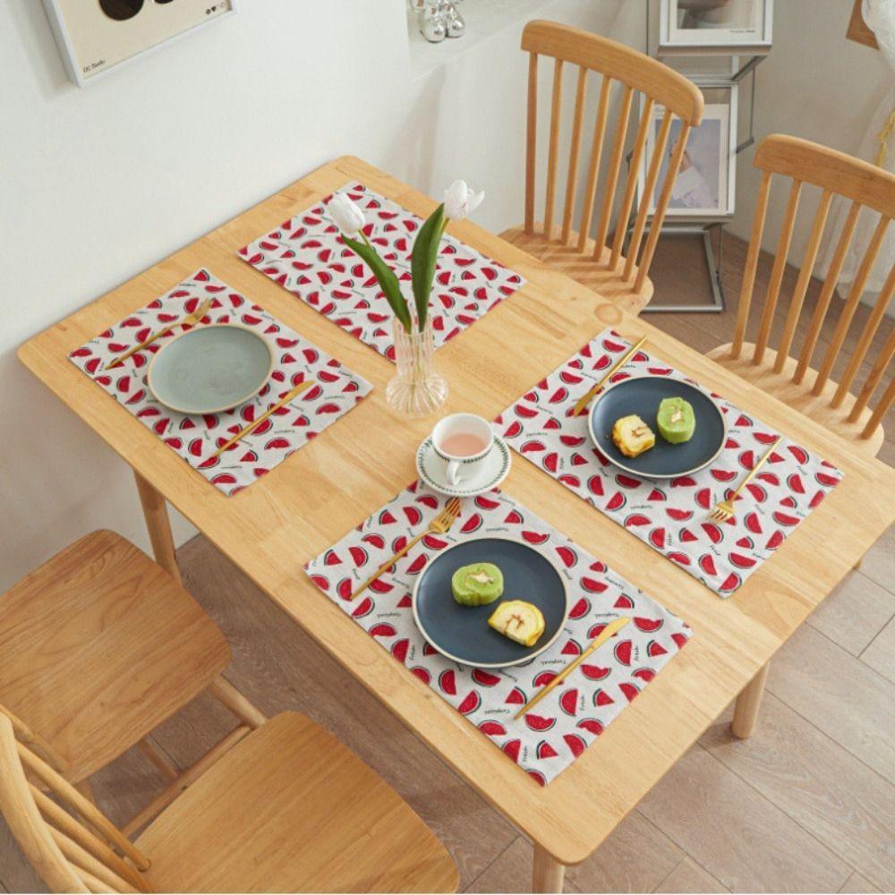 

4Pcs Absorb Water Double-sided Dacron Dining Mat Durable Coffee Coaster Home Style 3