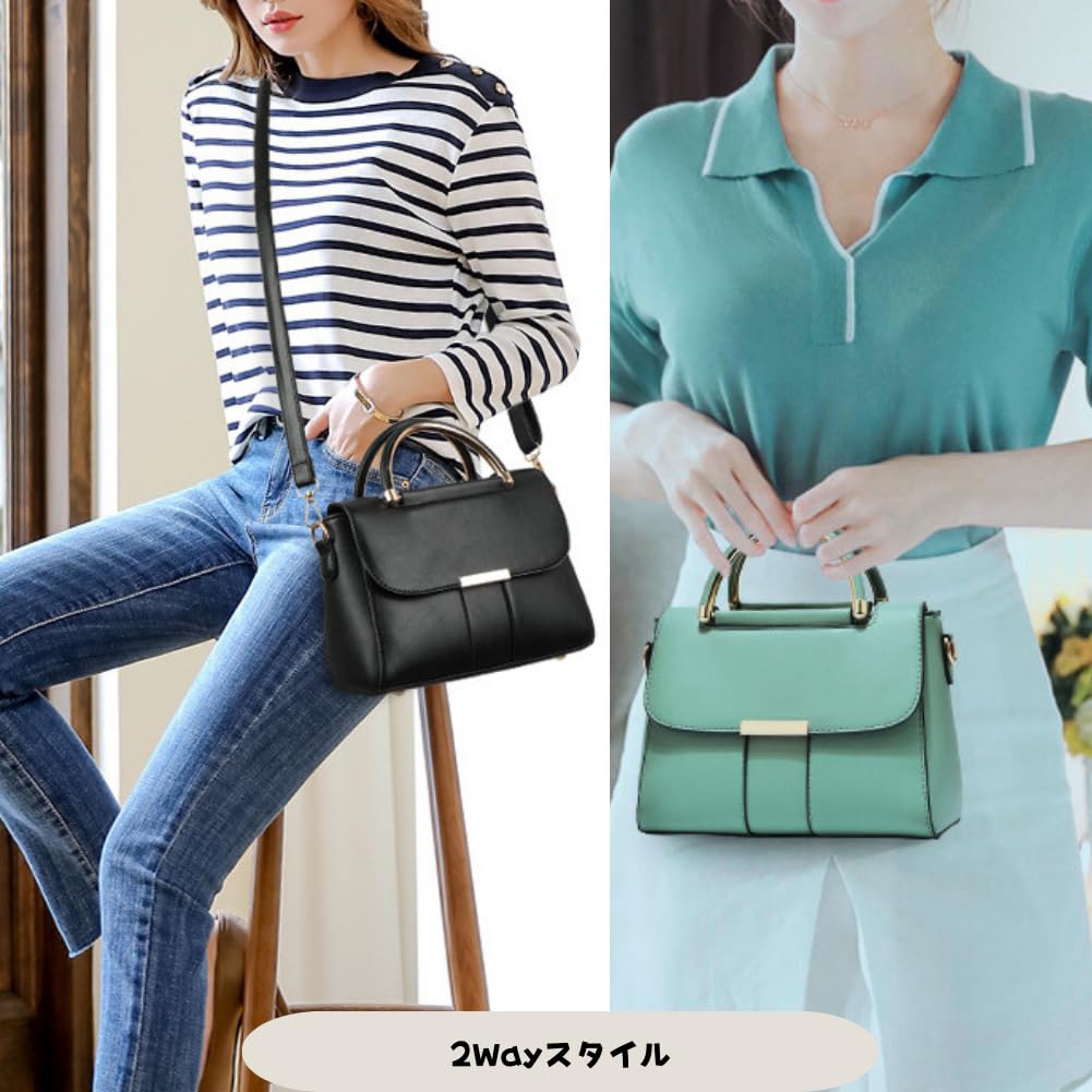 Shoulder Shoulder Mini with Bottom Double Handle Bag, Handbag, Women's, Crossbody, 2-way, Bag, Bag, Studs, Stylish, Compact, (black)