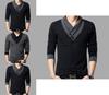 Camiseta De Hombre De Manga Corta Larga Slim Cuello En V Muscle Tee Blusa Casual