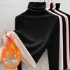 Women's Slimming Plush Collar Long Sleeve Base Layer T-Shirt - Versatile Autumn/Winter Undershirt