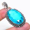 Natural Swiss Blue Topaz Gemstone 925 Sterling Silver Jewelry Pendant 2.40" AP-14247