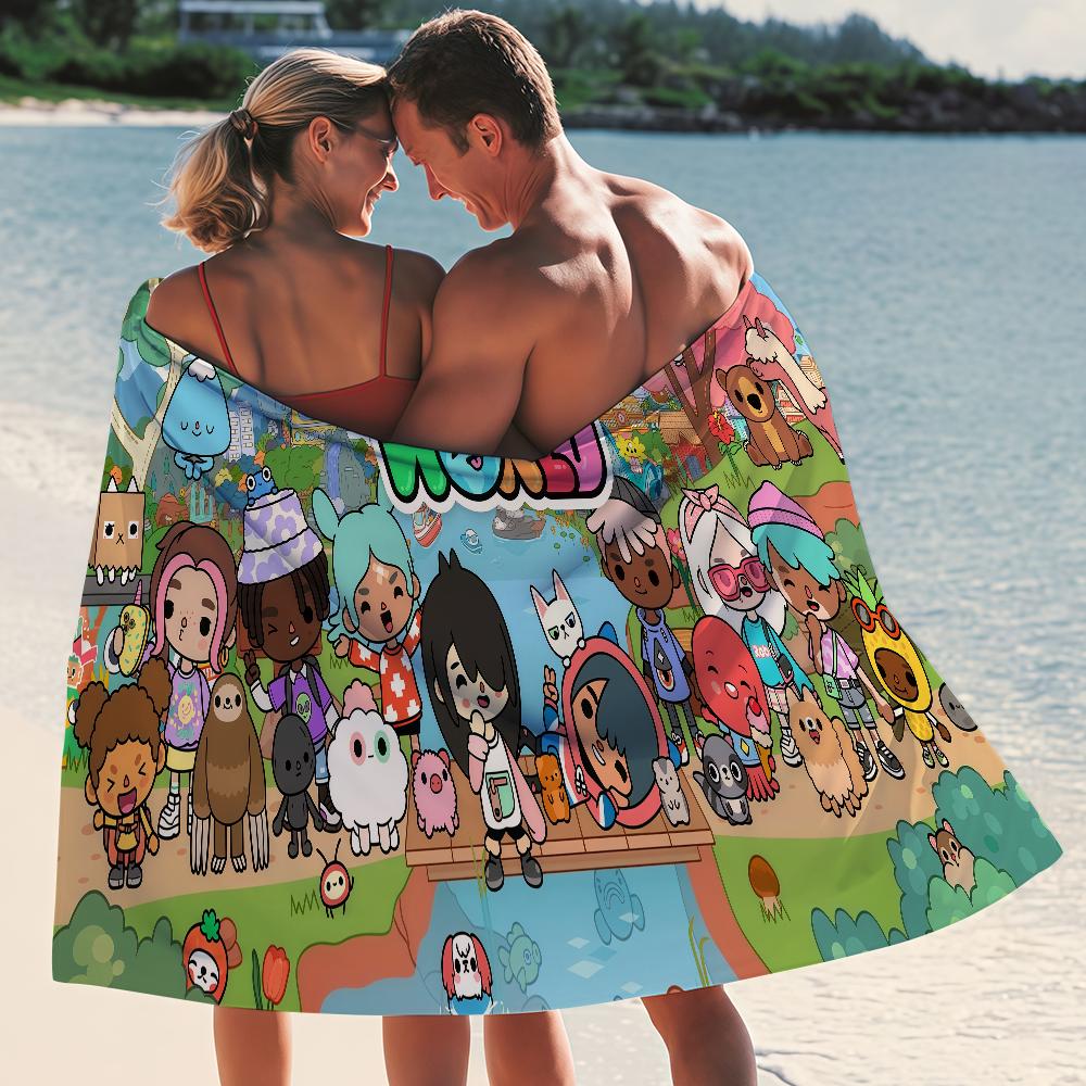 Lang Pattong White Toca Boca World Towel Quick Drying Beach Towels Are Suitable For Swimming Pools Camping Yoga And The Gym