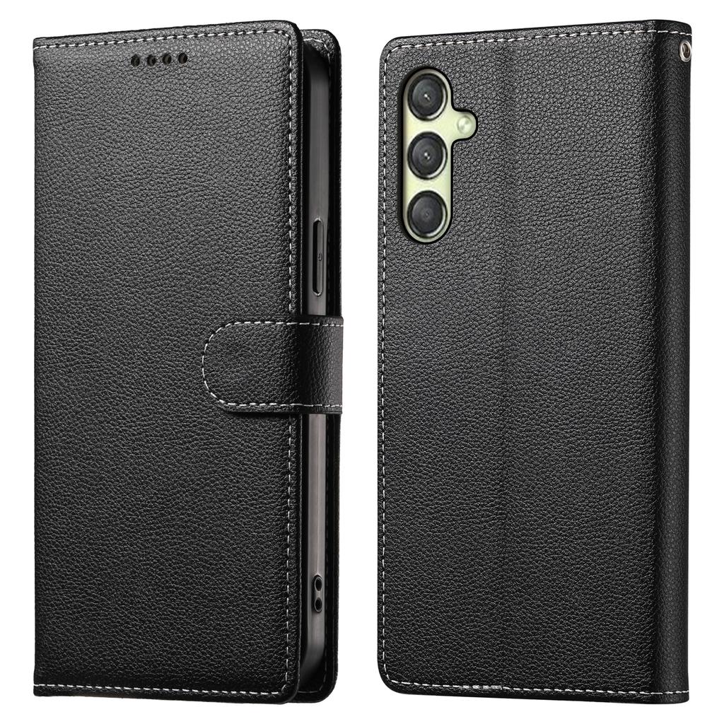DF-012 For Samsung Galaxy A25 5G (Global) (161.0 X 76.5 X 8.3mm) Case Litchi Texture Leather Wallet Stand Phone Cover