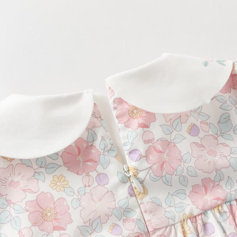 DAVE & BELLA Girls' Floral Print Cotton A-line Dress