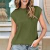Rundhalsausschnitt, kurze Ärmel, für den Sommer, Plissee-Druck, einfarbig, kurzärmelig, lässig, modisch, atmungsaktiv, leicht, bequem, Oberteil für die Arbeit, Urlaub