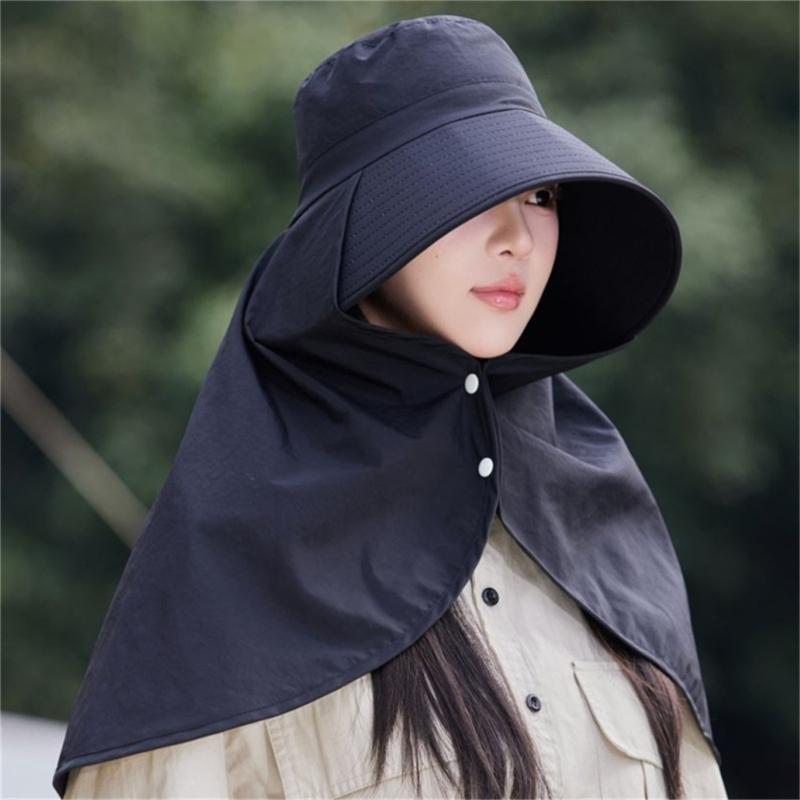 Wide Brimmed Sun Hat For Women Lady Adjustable Breathable Fabric Sun Protection Outdoor Fishing Hat Beach Travel