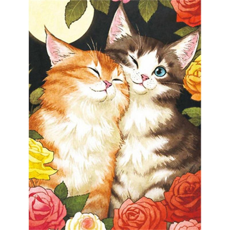 Diamond Embroidery Cat Flower Needlework 5d Diamond Painting Animals New Arrivals Cross Stitch Kit Home Decoration