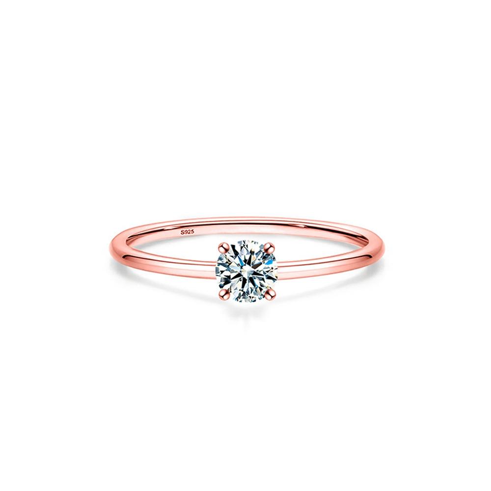 Vinregem 925 Sterling Silver 3EX VVS1 D Color Round Cut 4 MM 0.25CT Real Moissanite Diamonds Women Ring Wedding Party Fine Jewelry Gifts
