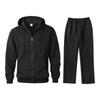 Men's Color Two Piece Hooded Zip Up Set, Casual Loose Fit Outfit