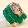 Snake Watch Creative Quartz Watches Dame Rhinestone Leather Armbånd Armbåndsur