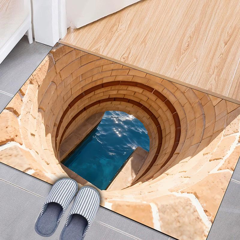 3D Stereoscopic Vision Floor Mat, Entrance Foyer Carpet, Dirt-resistant and Easy-to-maintain Crystal Velvet Floor Mat