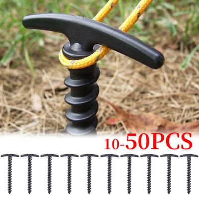10pcs/pack Tent Pegs Ground Nails Outdoor Camping Peg Screw Anchor Stakes Hiking Tent Pins Windproof Tent Accessories 14.5x7cm