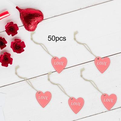 Heart-Shaped Wooden Hanging Ornament for Valentine's Day Decorations