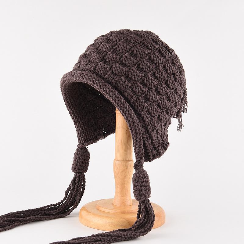 Mütze Damen Winter Warm Ohrenschutz Gestrickte Überziehmütze Sturmhaube Hut Band Doppelnutzung Plüsch Blitzmütze