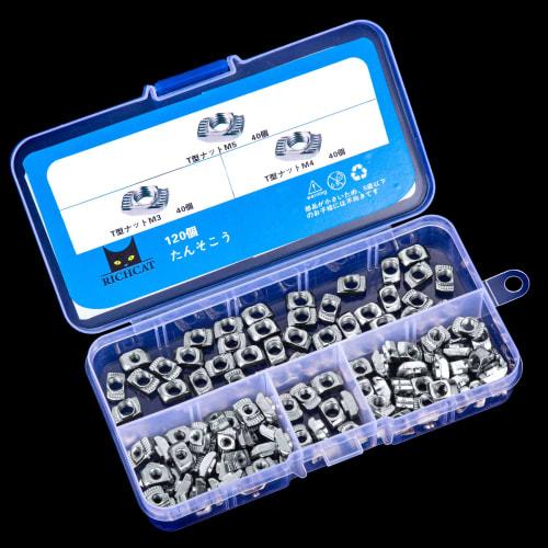 120pcs T-Nuts, T-Slot Nuts, M3, M4, M5, Hammer Head Clamping Nuts, High Hardness, Long Life