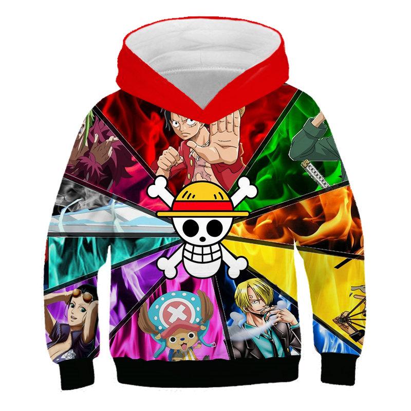 Autumn New One Piece Printed Children Pullover Anime Hot-blooded Cartoon Adventure Versatile Hooded Sweatshirt For Men and Women