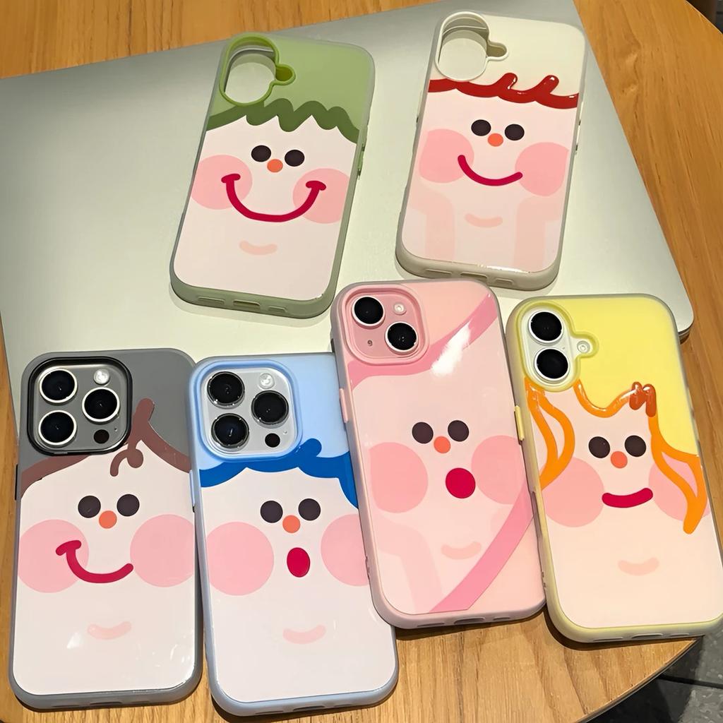 Cute square face expression applies to iPhone16/17promax mobile phone case Apple 15 skin matte 13/14 set