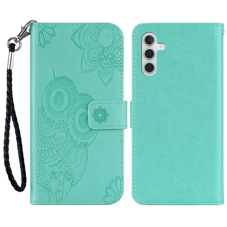 

For Samsung Galaxy S24 Walelt Leather Case Flower Owl Imprinted Phone Cover