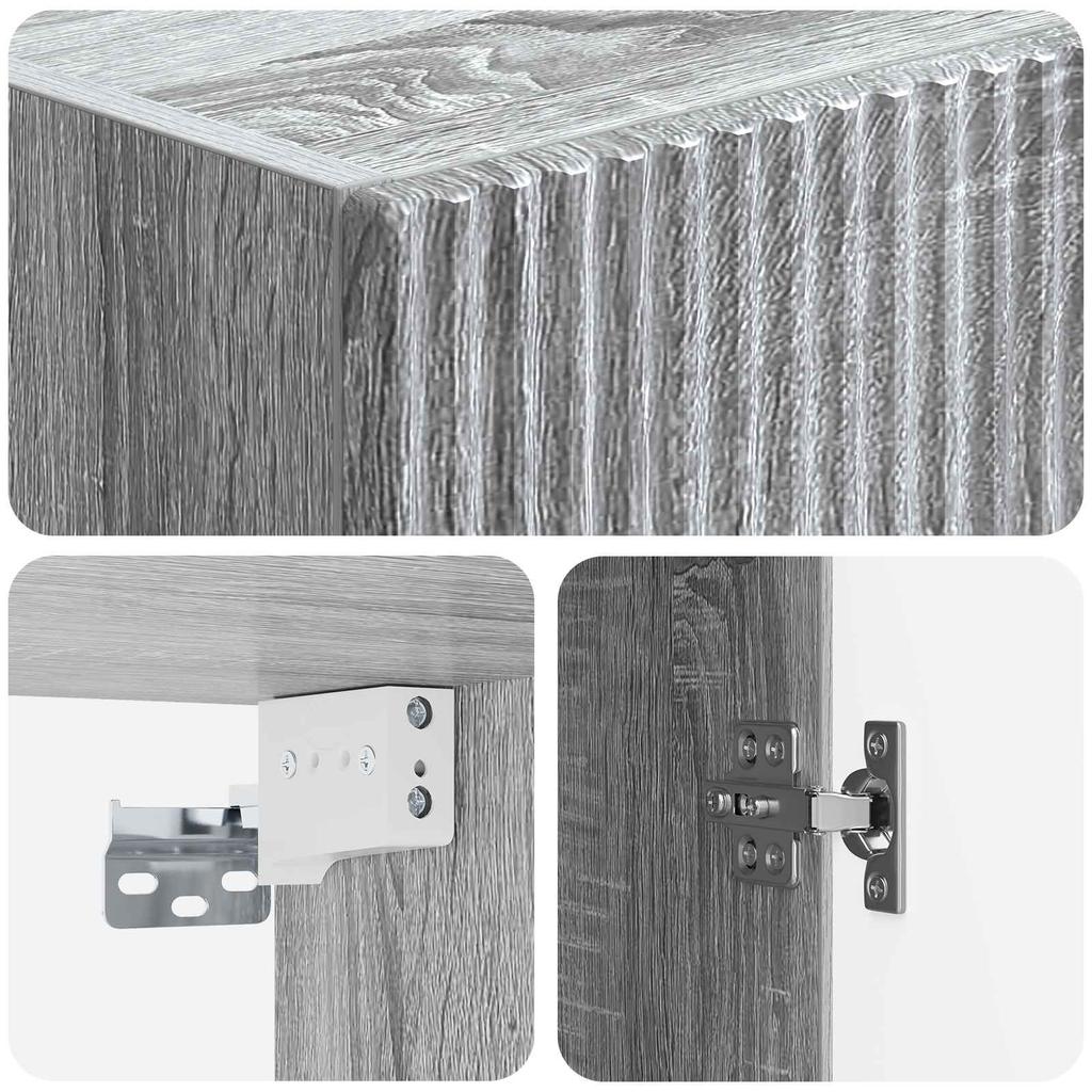 Wall Mounted Cabinet Gray Sonoma 33 x 34.5 x 90 cm Particleboard